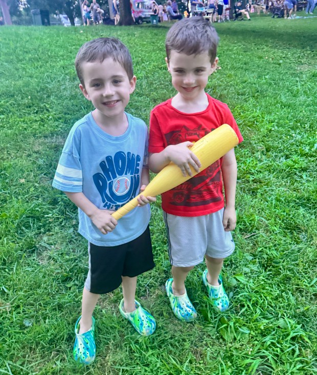 Finn and Jack Duscher kept themselves occupied so their folks...