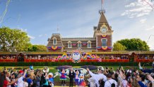 To commemorate the Disneyland Resort 70th anniversary, The Walt Disney Company Chief Executive Officer Bob Iger shares a few opening remarks with guests at the entrance of Disneyland Park in Anaheim, Calif. on July 17, 2025. During the special moment, guests were surprised with streamers and greetings from Mickey Mouse and friends on the Disneyland Railroad from the Main Street U.S.A. Station. On July 17, 2025, guests get to experience the limited time offerings available for the Disneyland Resort 70th Celebration, as well as the debut of the groundbreaking attraction “Walt Disney – A Magical Life” and new additions to the Main Street Cinema and “it’s a small world” attraction. (Richard Harbaugh/Disneyland Resort)