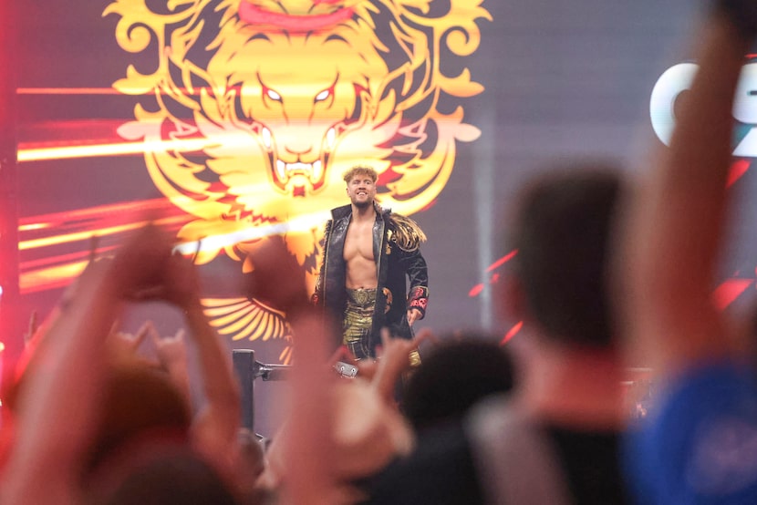 Will Ospreay makes his entrance during a tag team match in AEW: All In Texas pay-per-event,...