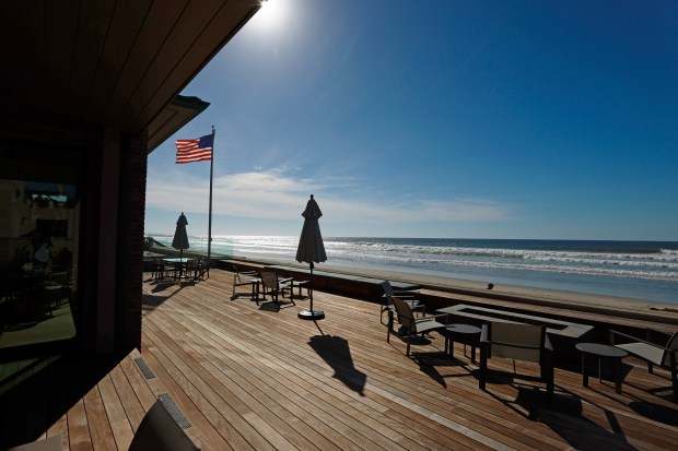 The exterior beach side deck at Ocean House Del Mar,...