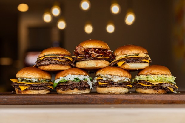Burgers from Cosmos Burgers, which has a space at the Windmill Food Hall in Carlsbad. (Tiger Hospitality)