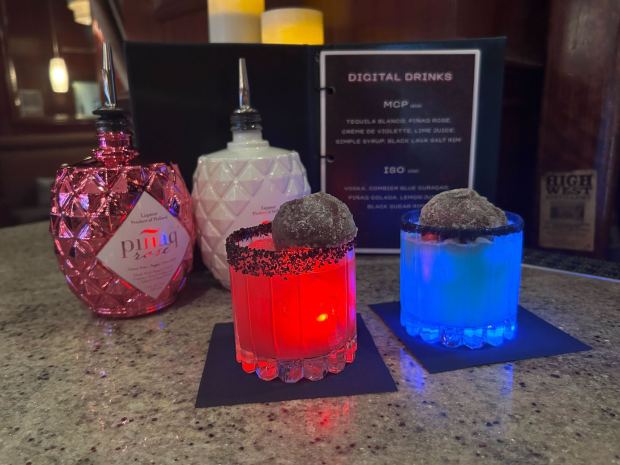 "Tron"-inspired cocktails at the Grant Grill inside The US Grant seen during Preview Night of Comic-Con. (Jemma Stephenson / The San Diego Union-Tribune)