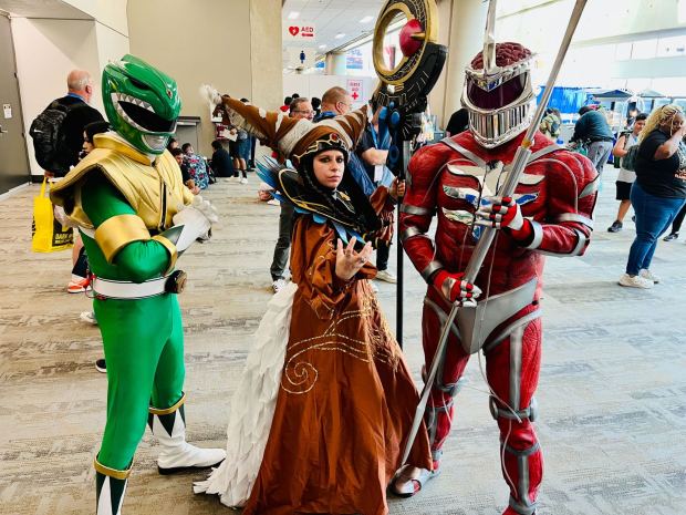 "Mighty Morphin Power Rangers" cosplayers. (Carlos Rico / The San Diego Union-Tribune)