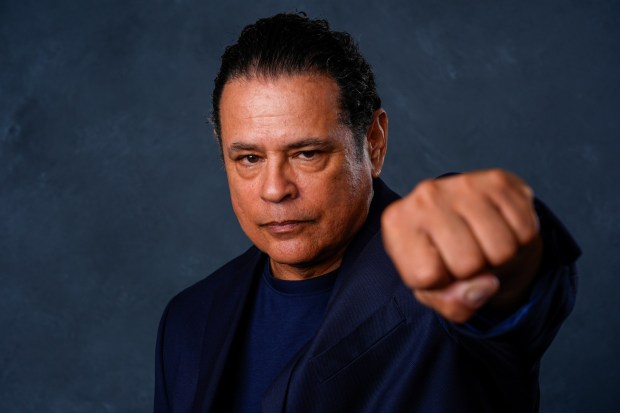 Raymond Cruz poses for a portrait to promote "Aztec Batman: Clash of Empires" during Comic-Con International on Thursday, July 24, 2025, in San Diego. (AP Photo/Chris Pizzello)