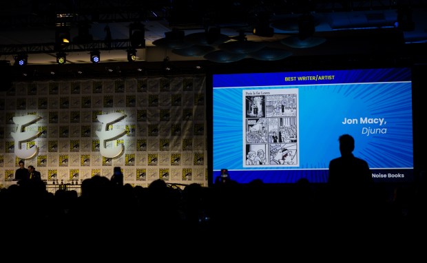 Jon Macy's nomination is announced during the Eisner Awards ceremony on Friday, July 25, 2025 in San Diego, California. Macy was nominated for two Eisners. (Ana Ramirez / The San Diego Union-Tribune)