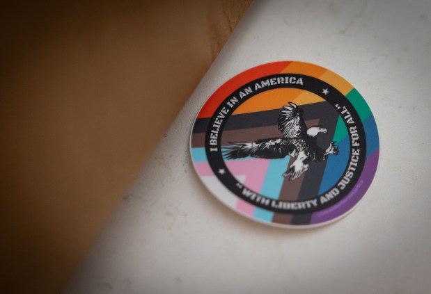 A sticker in Kolterman's bedroom on Thursday, July 3, 2025, in Coronado. (Ana Ramirez / The San Diego Union-Tribune)