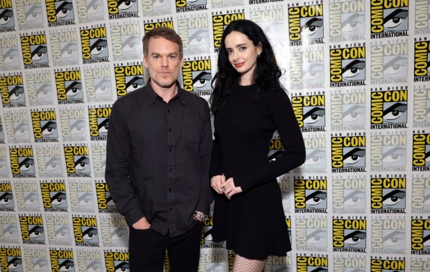 Michael C. Hall and Krysten Ritter attend Showtime's "Dexter: Resurrection" Press Line during 2025 Comic-Con International: San Diego at Hilton Bayfront on July 25, 2025 in San Diego, California. (Photo by Matt Winkelmeyer/Getty Images)