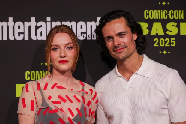 Harriet Slater, left, and Jamie Roy attend Entertainment Weekly's Comic-Con Bash on Saturday, July 26, 2025, in San Diego. (Photo by Andrew Park/Invision/AP)