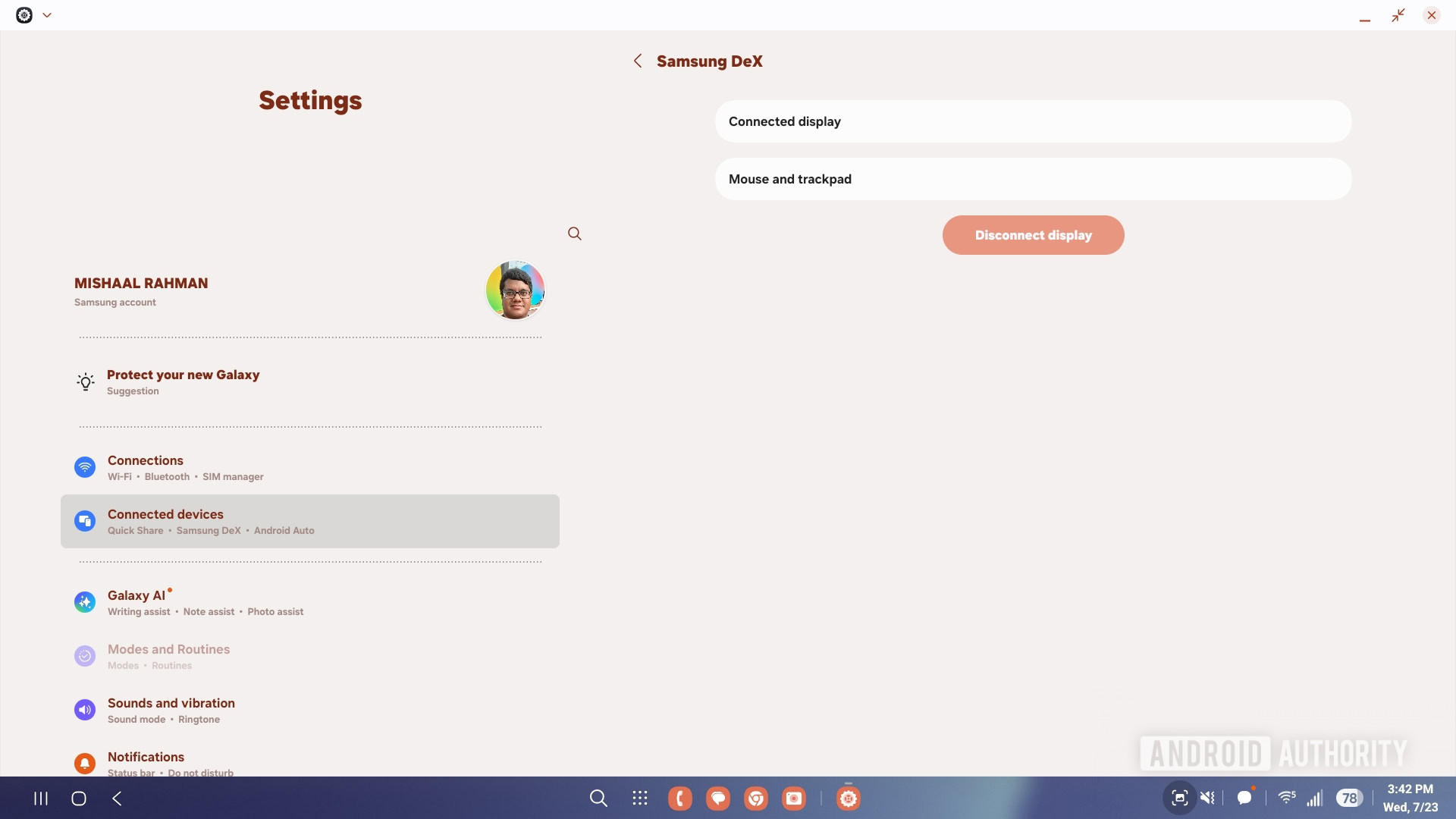 Samsung DeX options in One UI 8