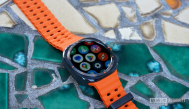 A Samsung Galaxy Watch Ultra Wear displays a users app library.