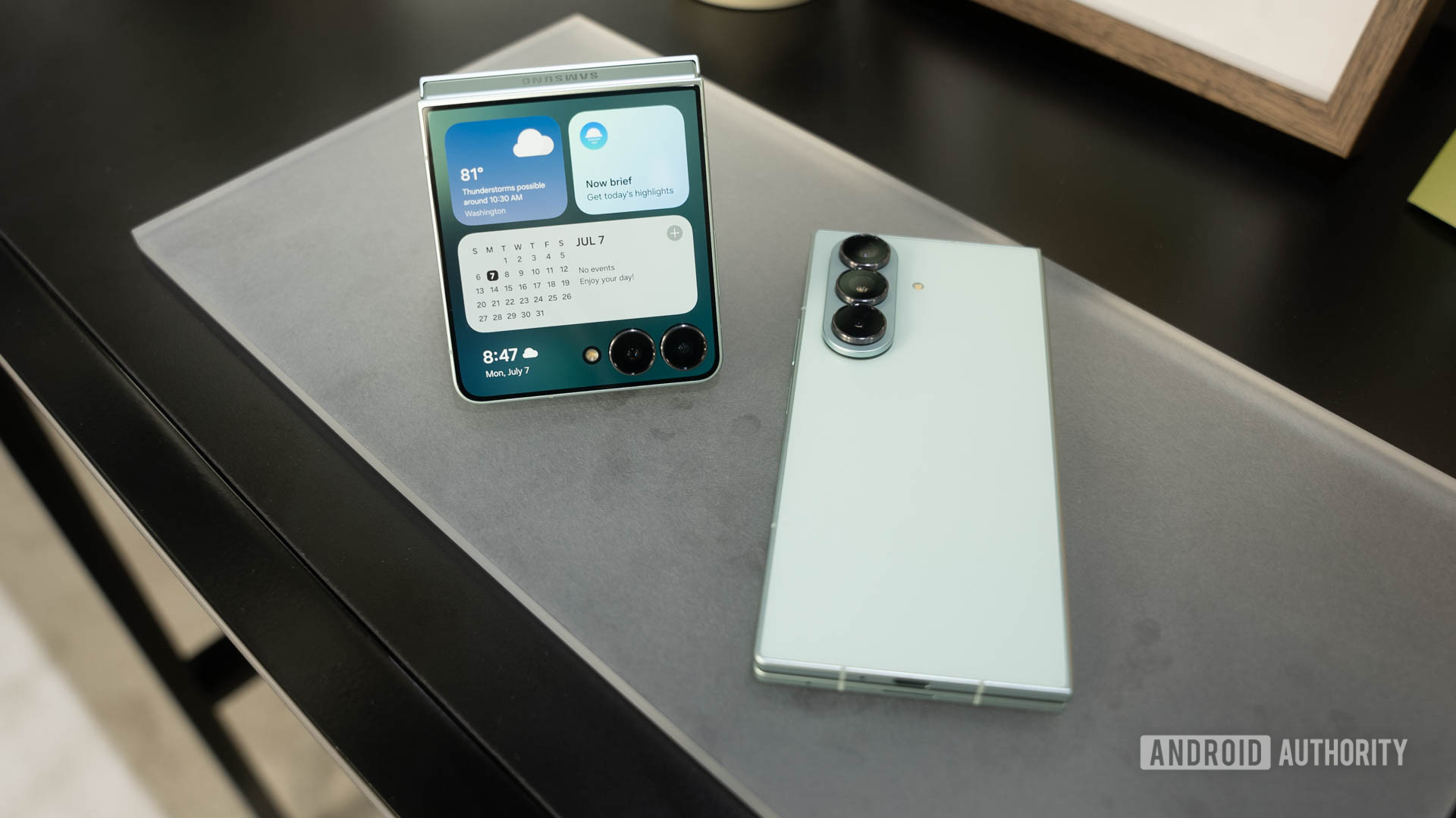 Samsung Galaxy Z Fold 7 and Galaqxy Z Flip 7 in Mint colorway