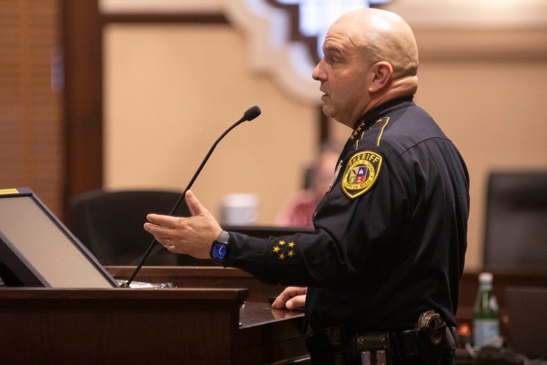 Bexar County Sheriff Javier Salazar speaks during a Commissioner's Court meeting on Tuesday, Oct. 10, 2023.
