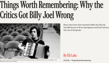 The Free Press defends the music of Billy Joel – Why Evolution Is True