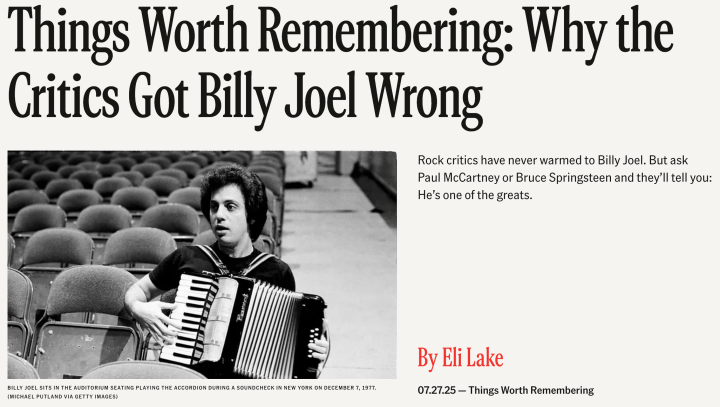 The Free Press defends the music of Billy Joel – Why Evolution Is True