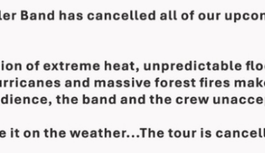 "Blame it on the weather ..." Band cancels tour due to worsening climate chaos