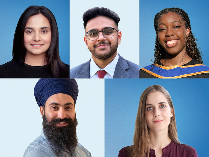 Kenisha Arora, Adeeb Kutty, Chimele Nsitem, Gurkirat Singh Nijjar and Jovana Vukcevic.