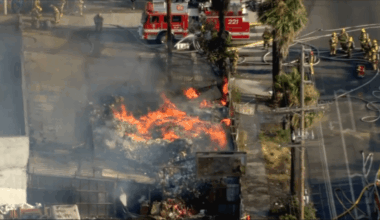 Crews battle fire burning pallets of hand santizer in South Park – NBC Los Angeles