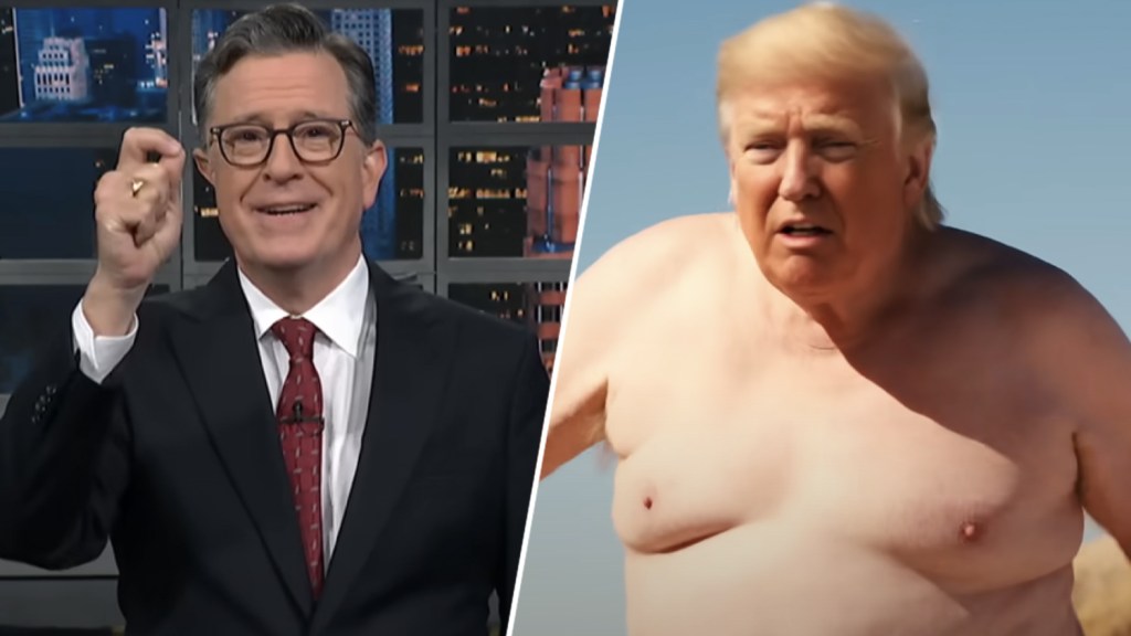 Stephen Colbert Praises 'South Park's Naked AI Trump PSA
