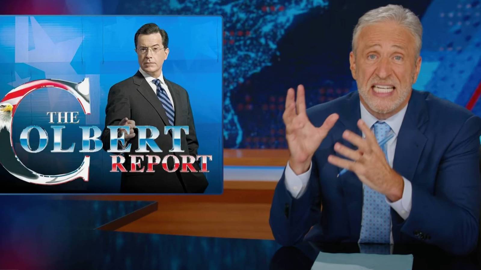 Jon Stewart Torches CBS After ‘Late Show’ Cancellation, Backs Colbert