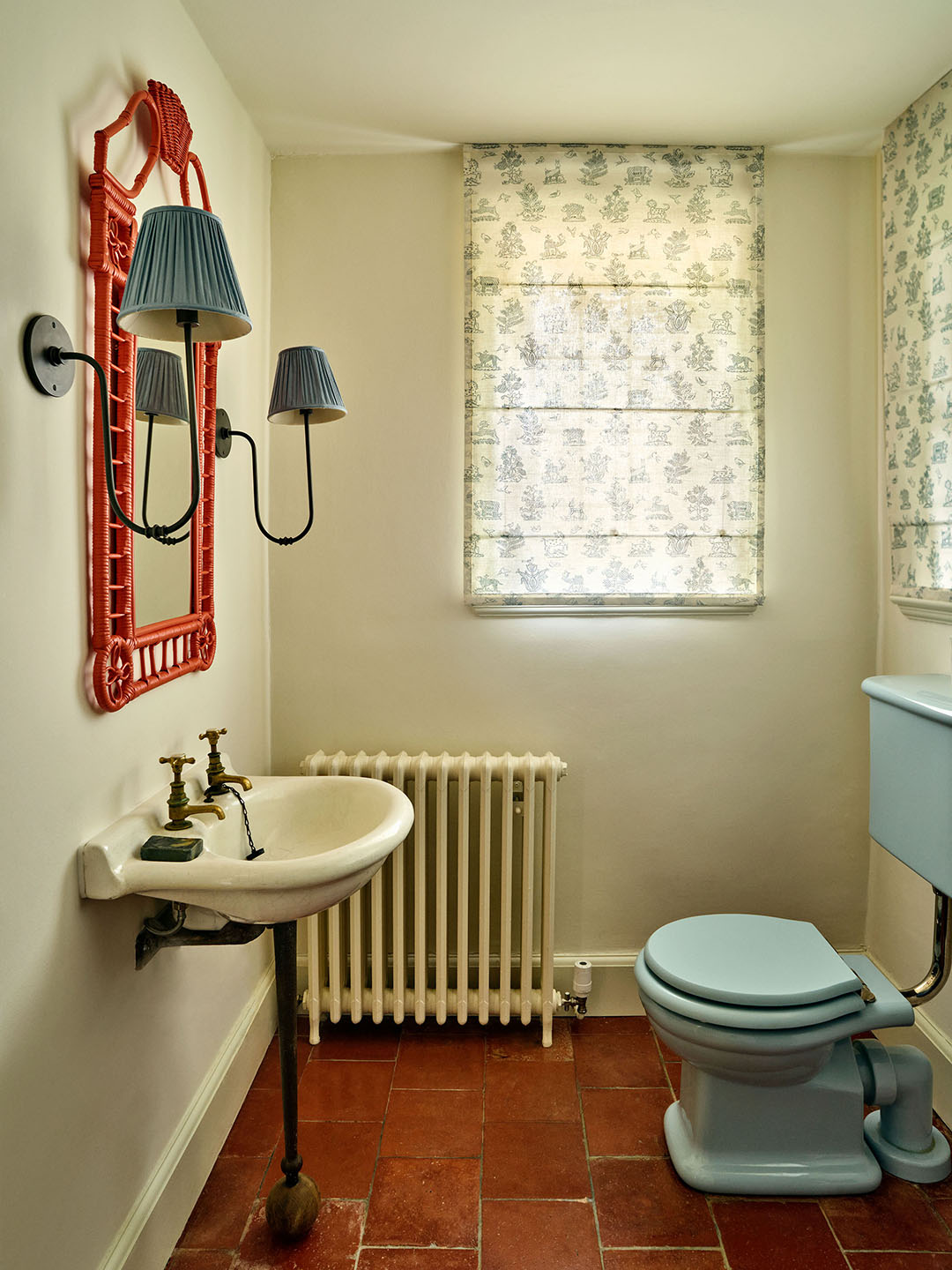 blue toilet