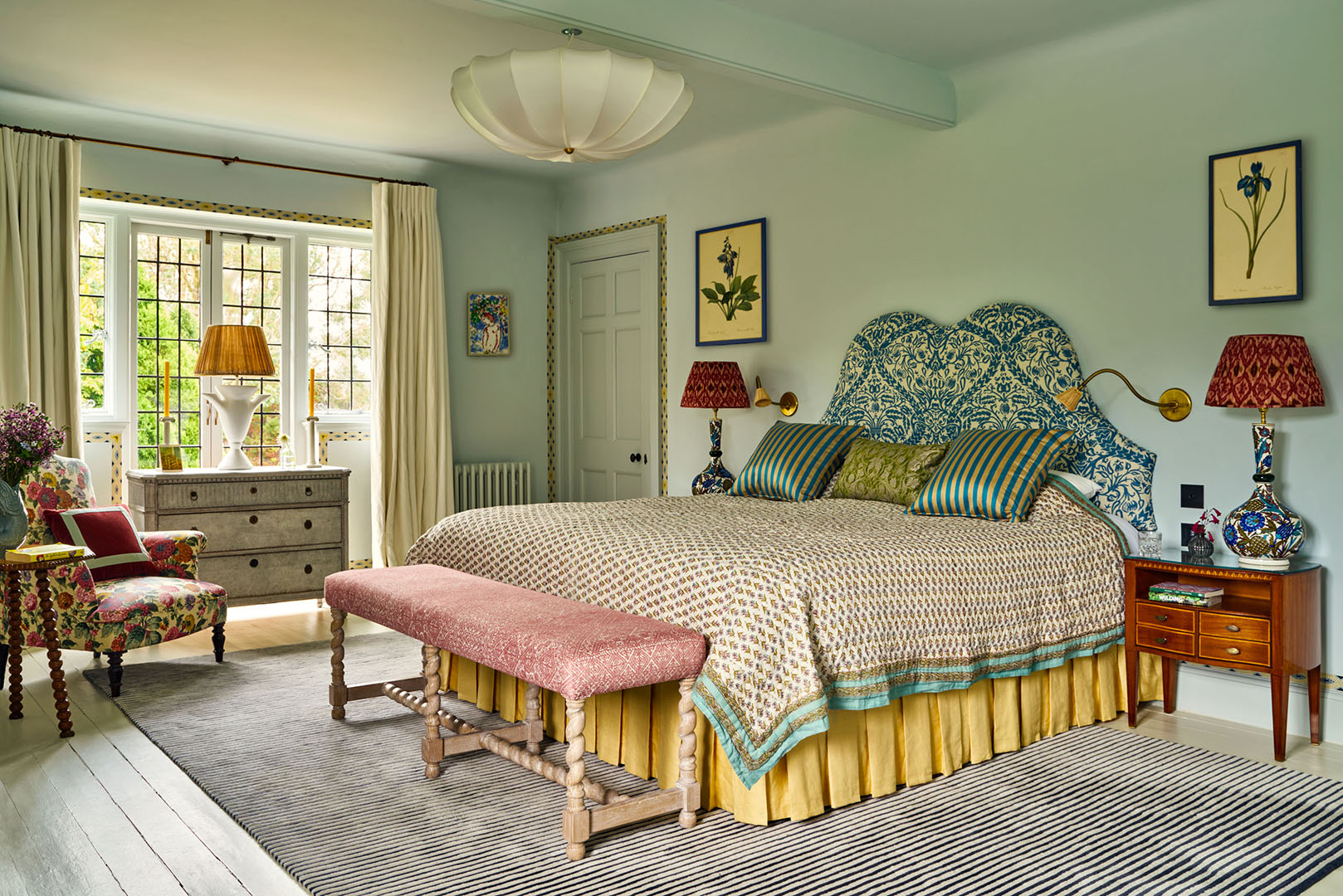 blue and yellow bedroom