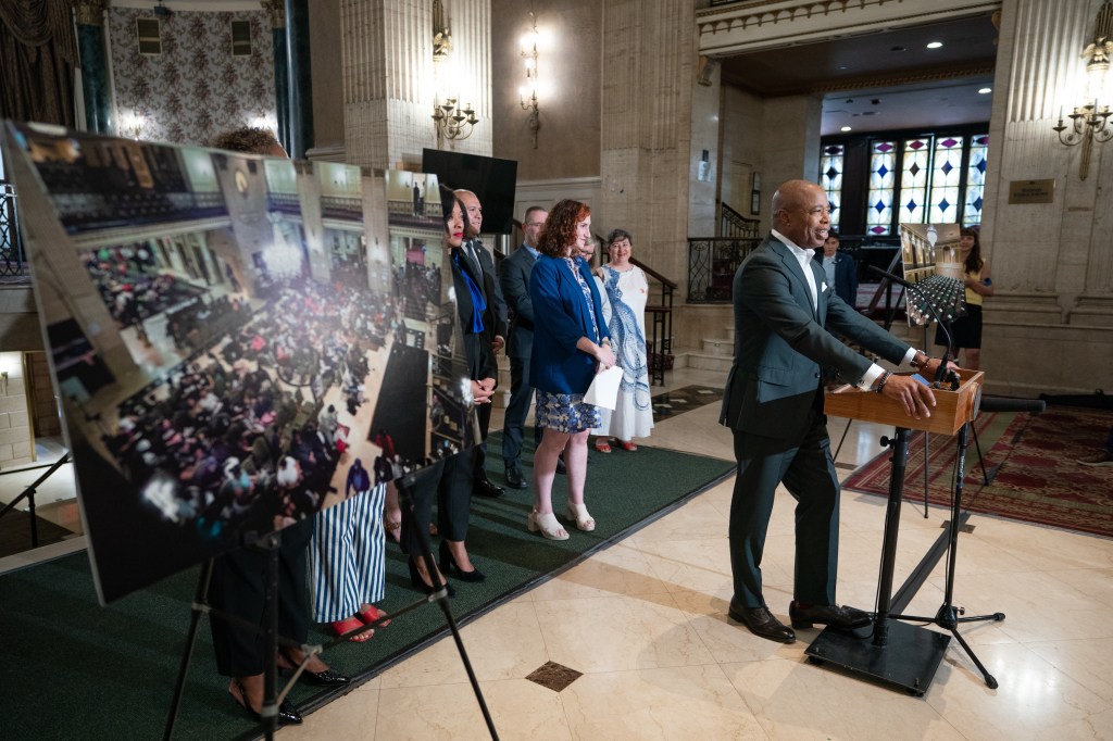 Mayor Adams touts closure of Roosevelt Hotel