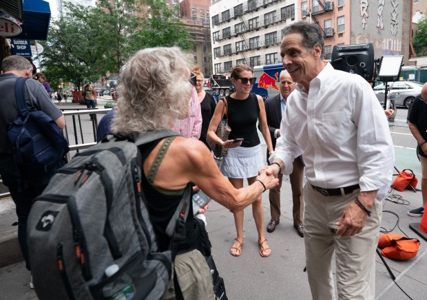 Gov. Andrew Cuomo outside the 72nd St. Q Station Wednesday, July 16, 2025 in Manhattan, New York. (Barry Williams/ New York Daily News)