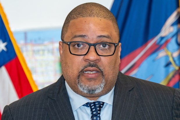 Manhattan District Attorney Alvin Bragg in Manhattan on Thursday July 10, 2025. (Theodore Parisienne / New York Daily News)