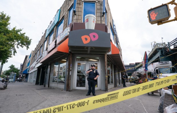 NYPD officers and detectives investigate a fatal shooting near the intersection of Southern Blvd. and Westchester Ave. Tuesday, July 8, 2025 in the Bronx, New York. (Barry Williams/ New York Daily News)
