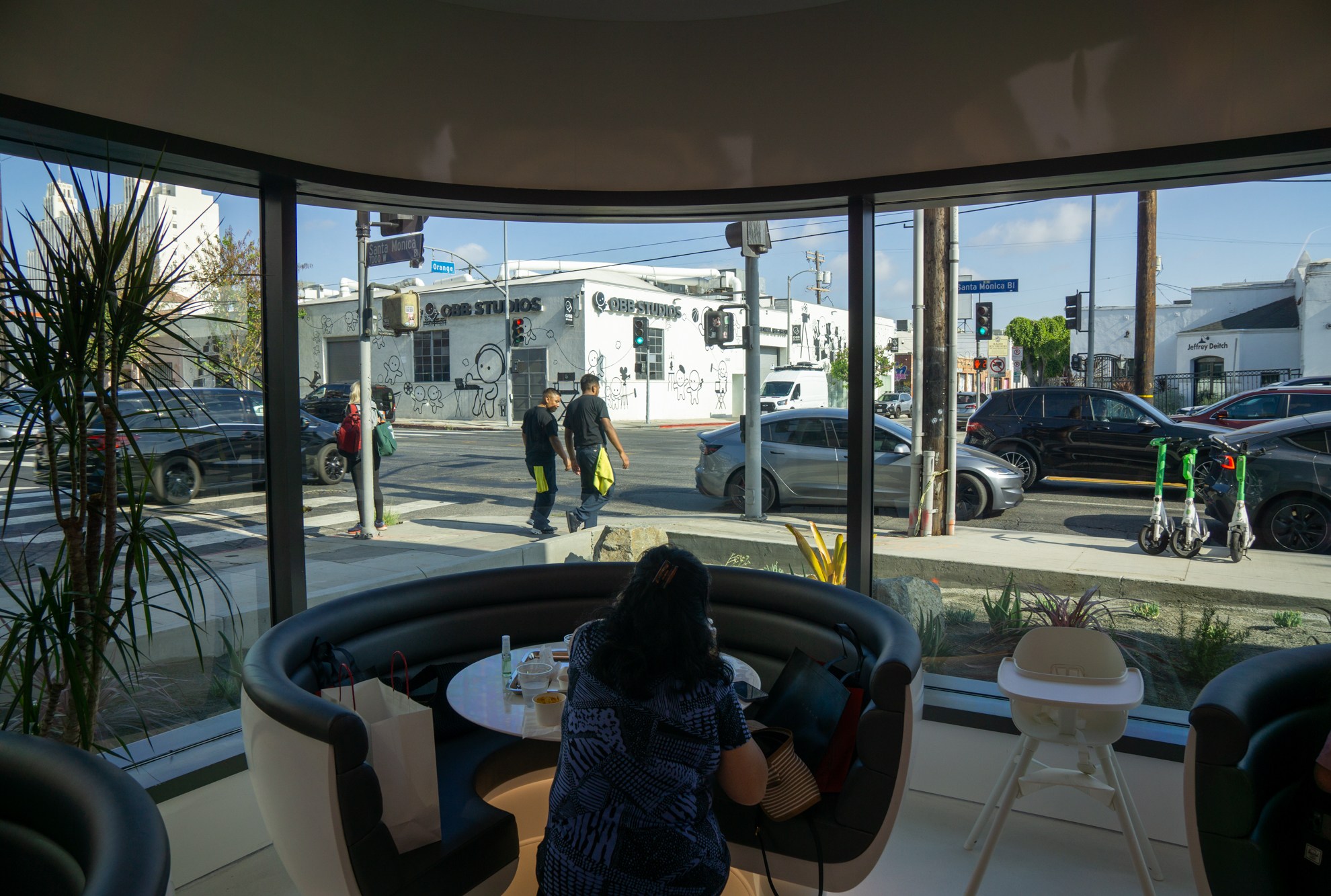 A view of the street from inside Tesla Diner.