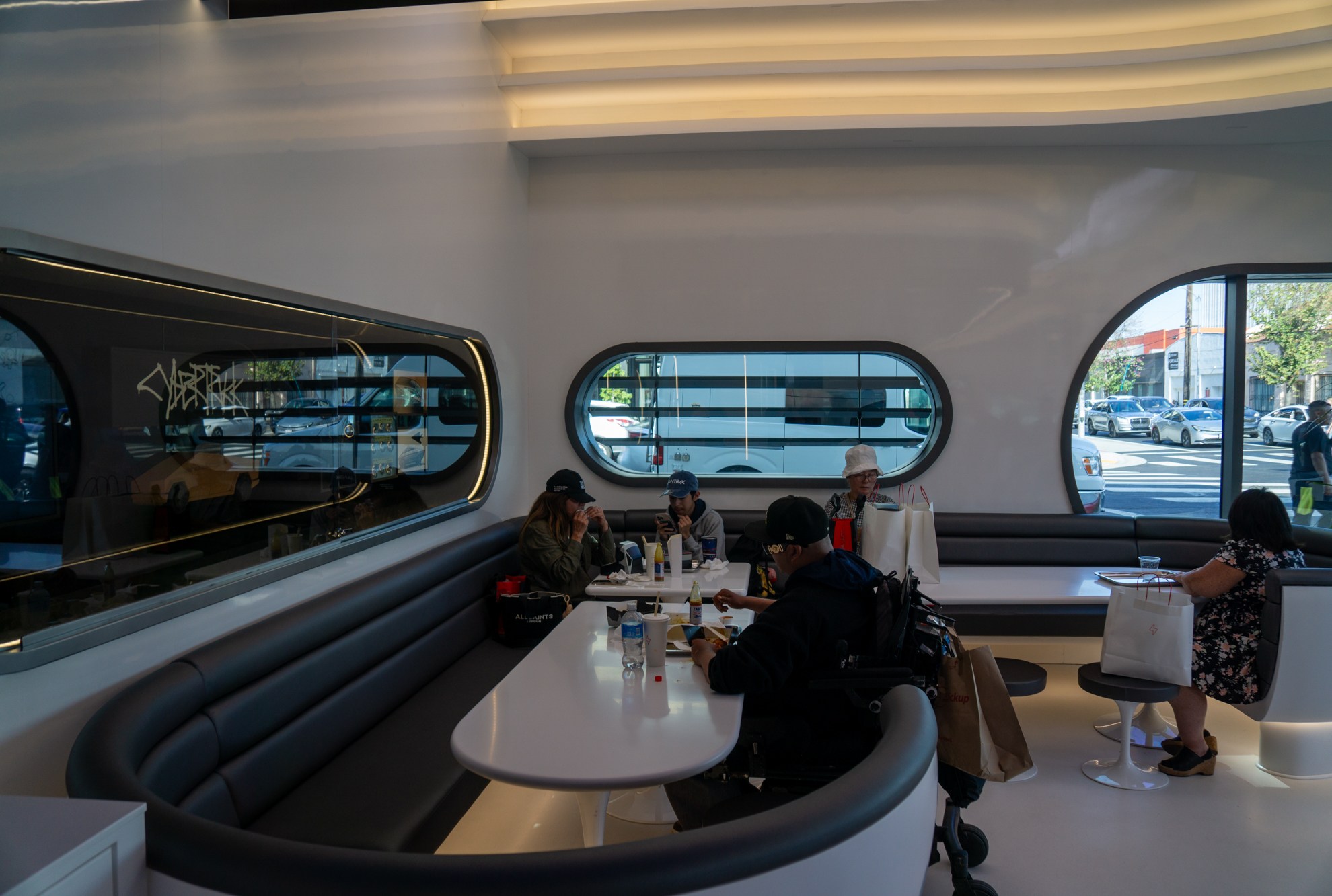 Dining areas of Tesla Diner.