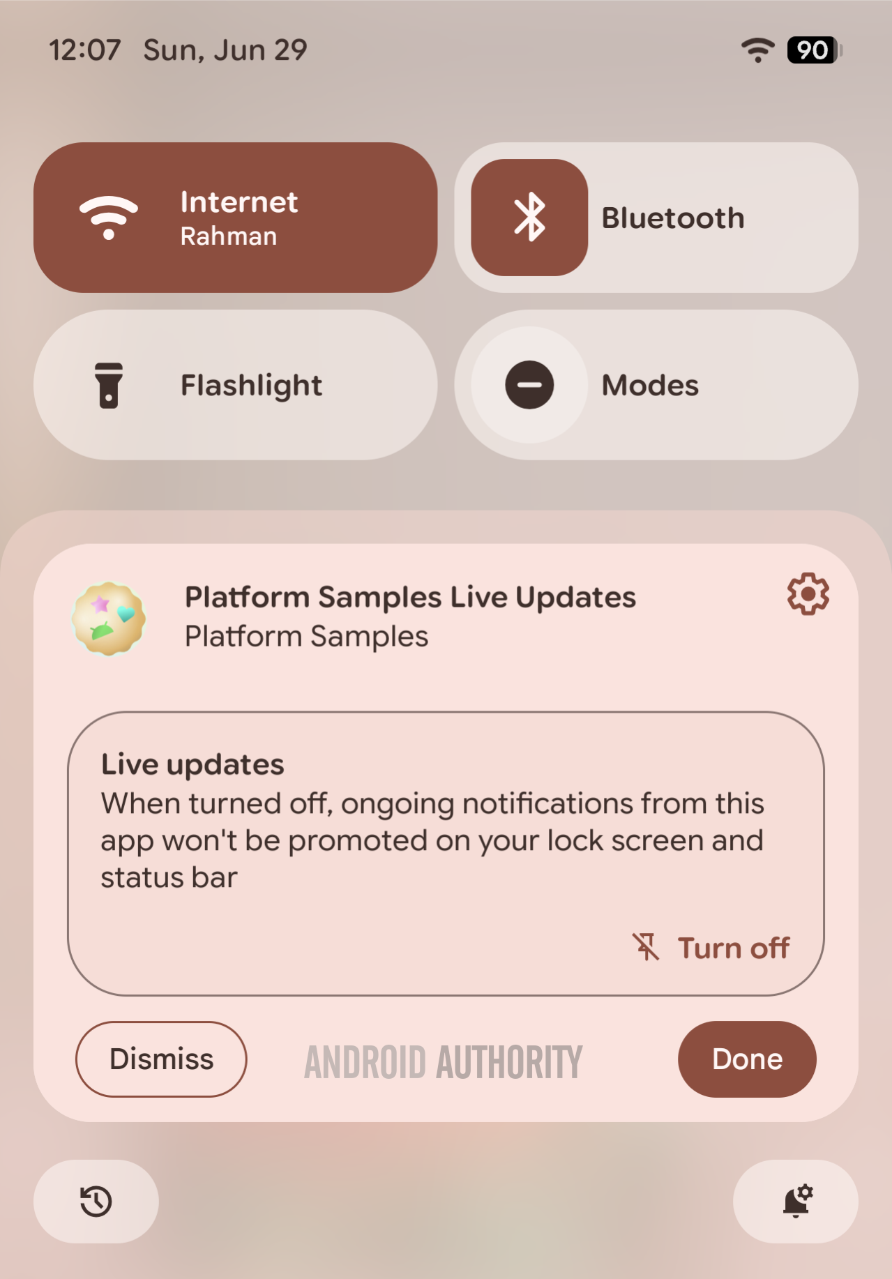 Turning off a Live Update from a notification in Android 16 QPR1