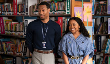 Tyler James Williams and Quinta Brunson as Gregory and Janine in 'Abbott Elementary' season three.