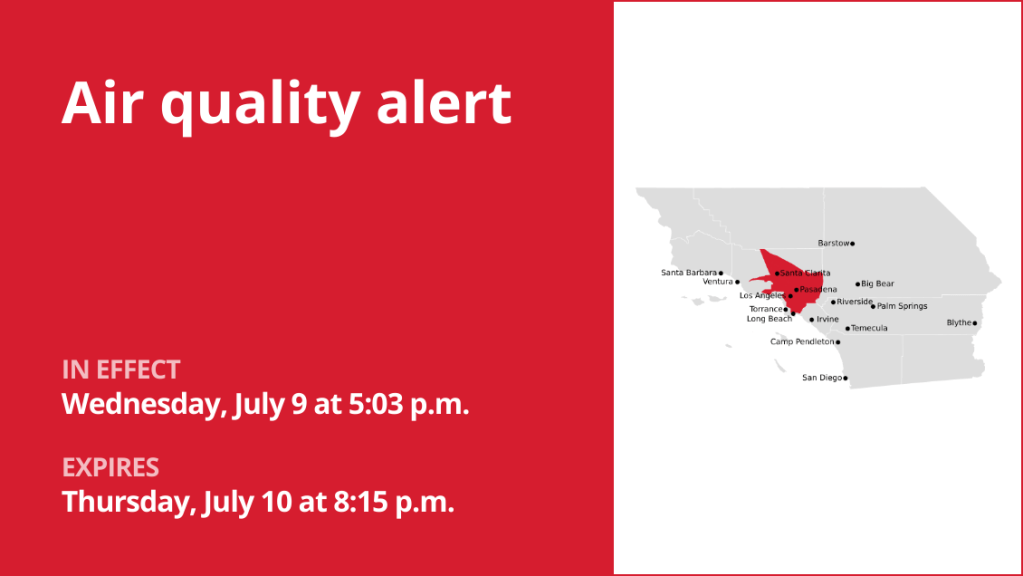 Ozone pollution alert for 5 Freeway north of LA Thursday – Orange County Register