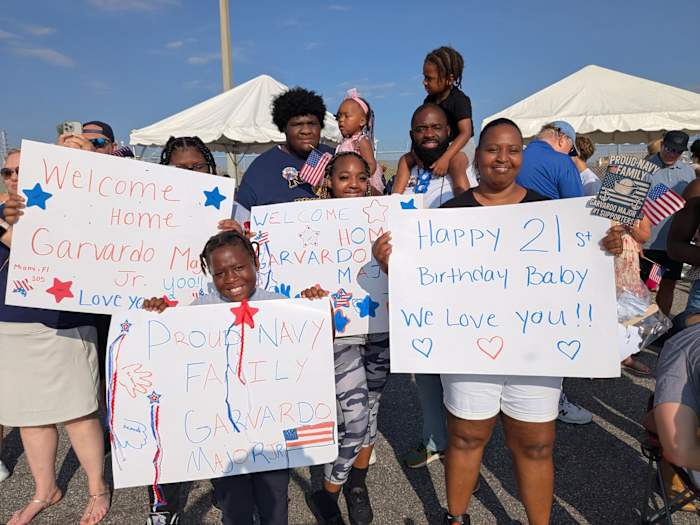 USS The Sullivans sailors reunite with loved ones at Naval Station Mayport after 8-month deployment