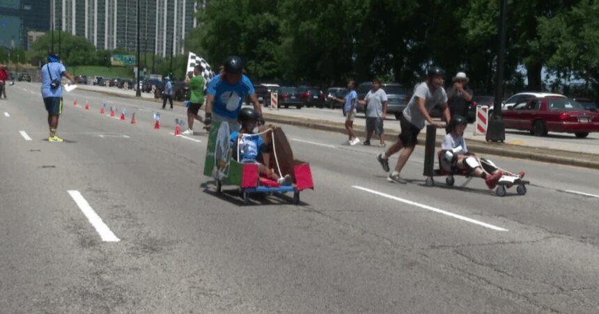 Teens compete in push kart race ahead of NASCAR street race