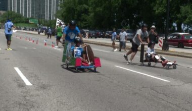 WBBM via CNN NewsourceTeens competed on the NASCAR track in Grant Park for the 13th annual X-Stream Push Kart Derby.