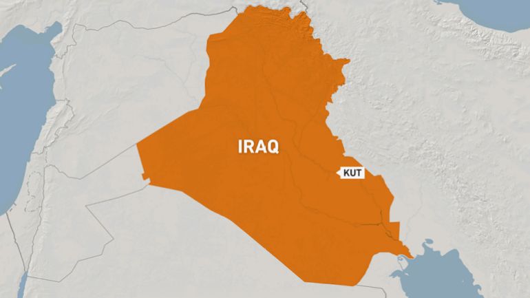 Map of Kut in Iraq. 