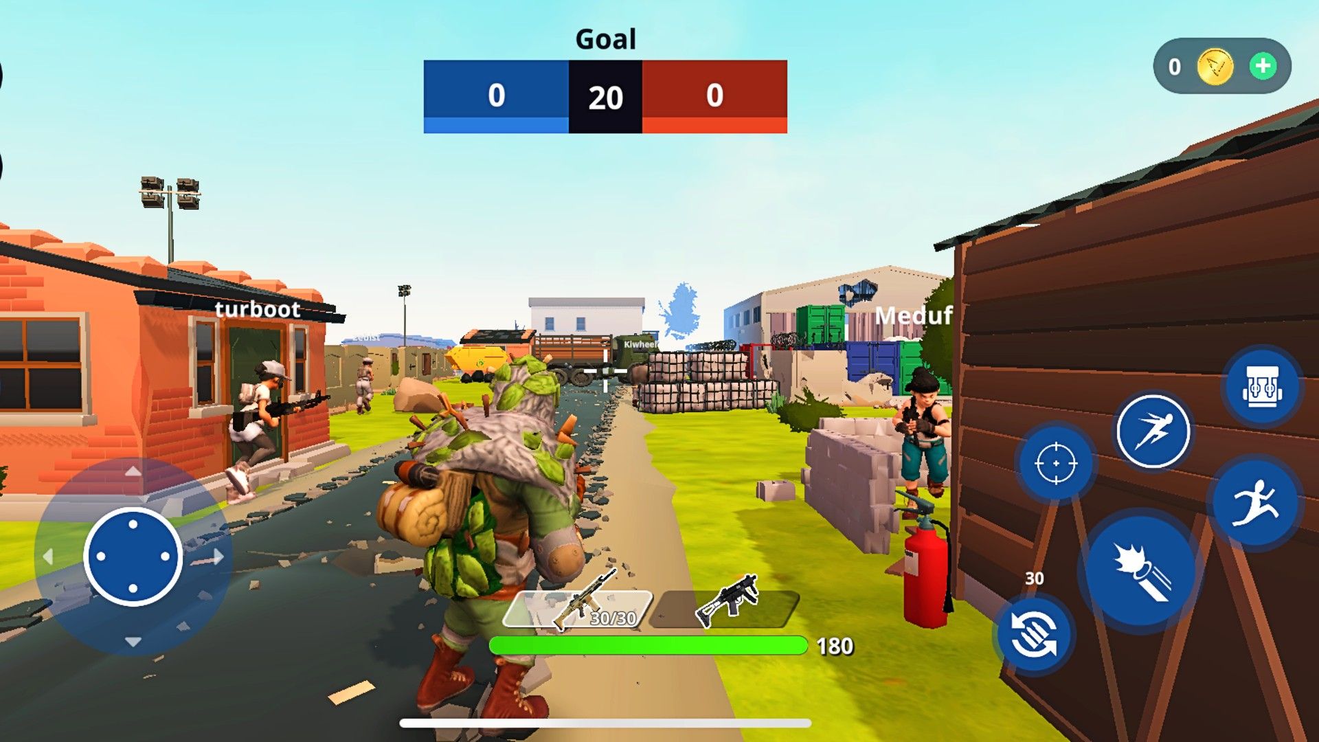 A monster holding a weapon and aiming near a person on an android game made in Struckd.
