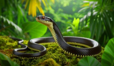 Illustration of a newly discovered black-eyed snake species on Misima Island. Image generated by AI.