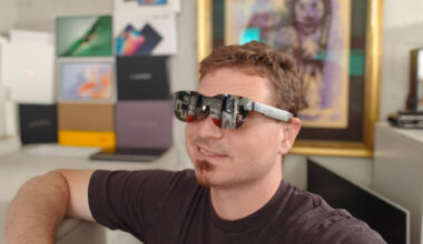 Wearing a pair of RayNeo Air 3S smart glasses