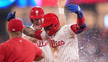 Philadelphia Phillies beat Boston Red Sox on rare walk-off catcher's interference call in extra innings