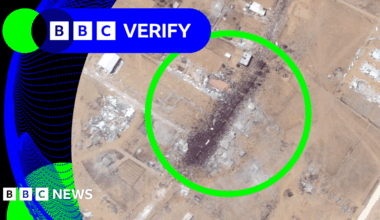 BBC Verify Live: Satellite image shows crowds surrounding Gaza aid trucks