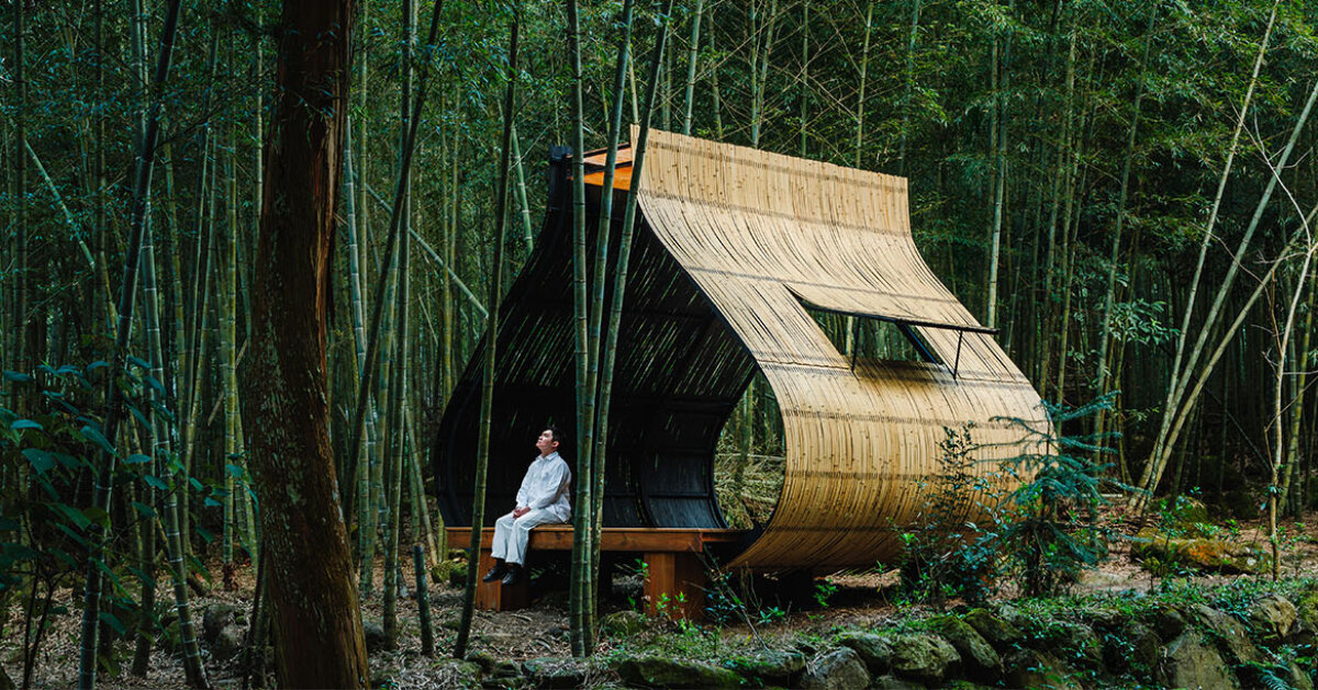 shaped like rice dumpling, cheng tsung feng’s bamboo cabin nestles in taiwan forest