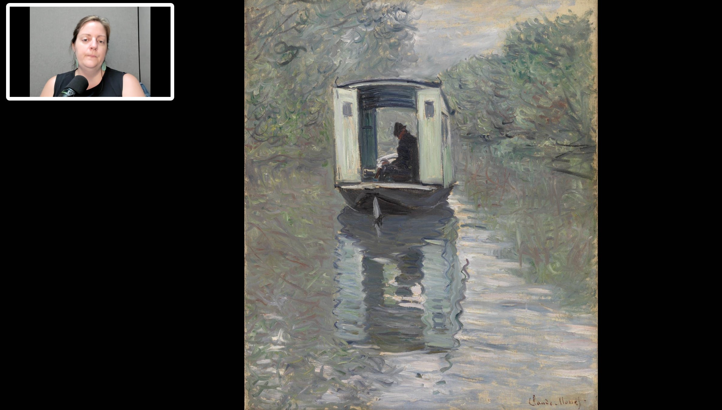 Kaelin Jewell leads an online class showing the Claude Monet painting