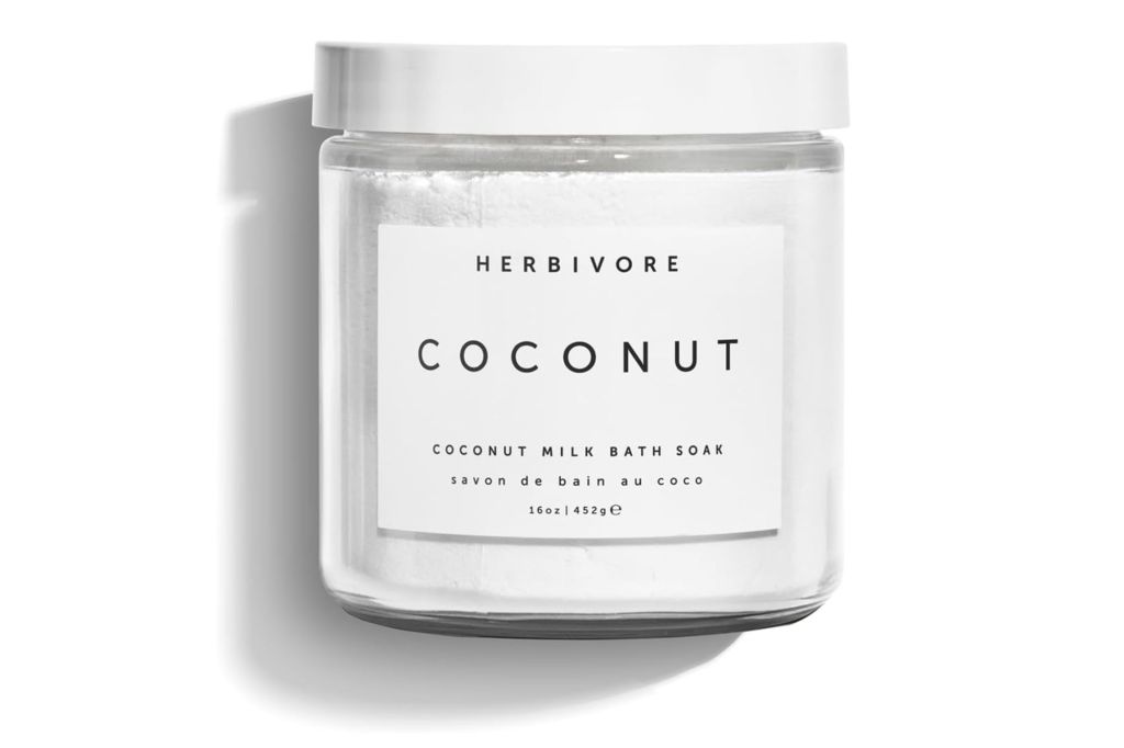A bottle of coconut milk bath soak