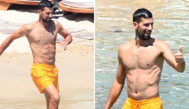 Novak Djokovic Goes Shirtless For Active Beach Day With Wife, Kids In Mykonos