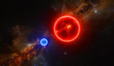 Illustration of Betelgeuse and its newly discovered companion star, created by artificial intelligence.