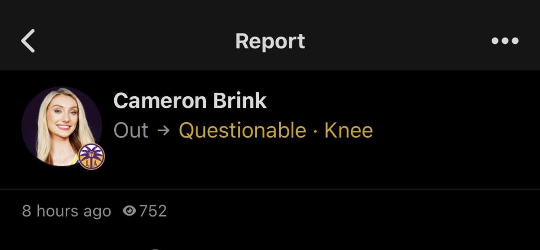 Cameron Brink Injury Update