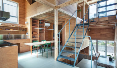 tamada & wakimoto's home in japan unfolds in stepped levels 